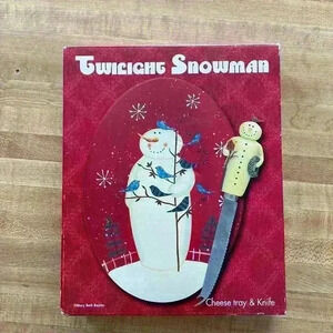 Twilight Snowman Cheese Tray & Knife